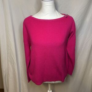 Bar III Fuschia Asymmetric Pink Ribbed Knit Sweater Long Sleeve Womens Zip